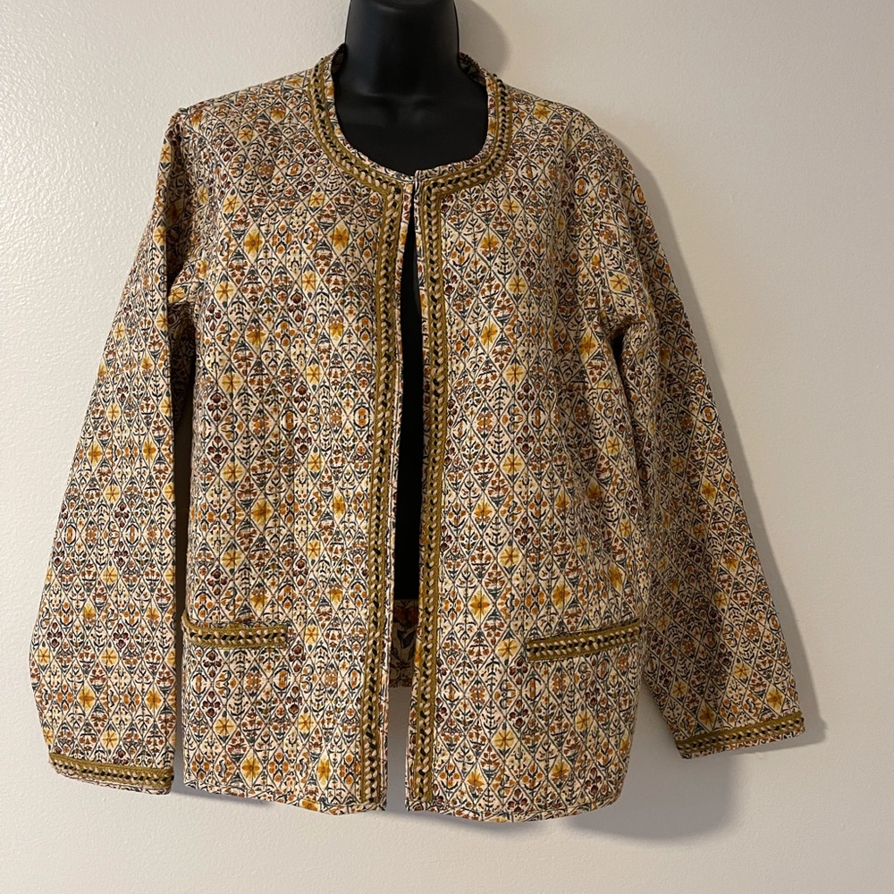 Coldwater Creek Floral Embroidered Jacket Coat